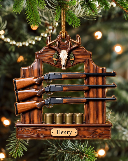 Personalized 3D Hunting Rifle Rack Acrylic Ornament | gallery 1