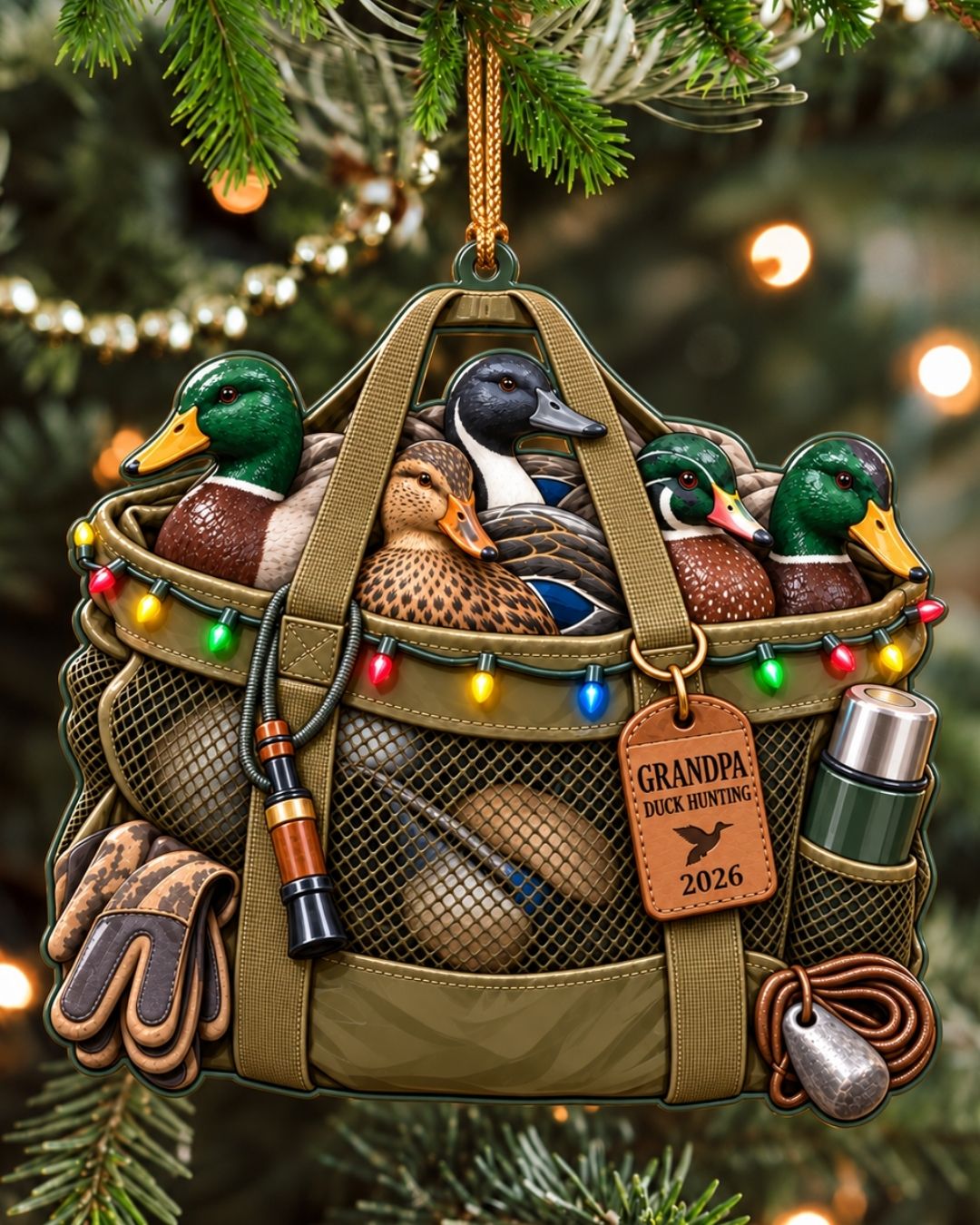 Personalized 3D Duck Hunting Christmas Acrylic Ornament | gallery 1