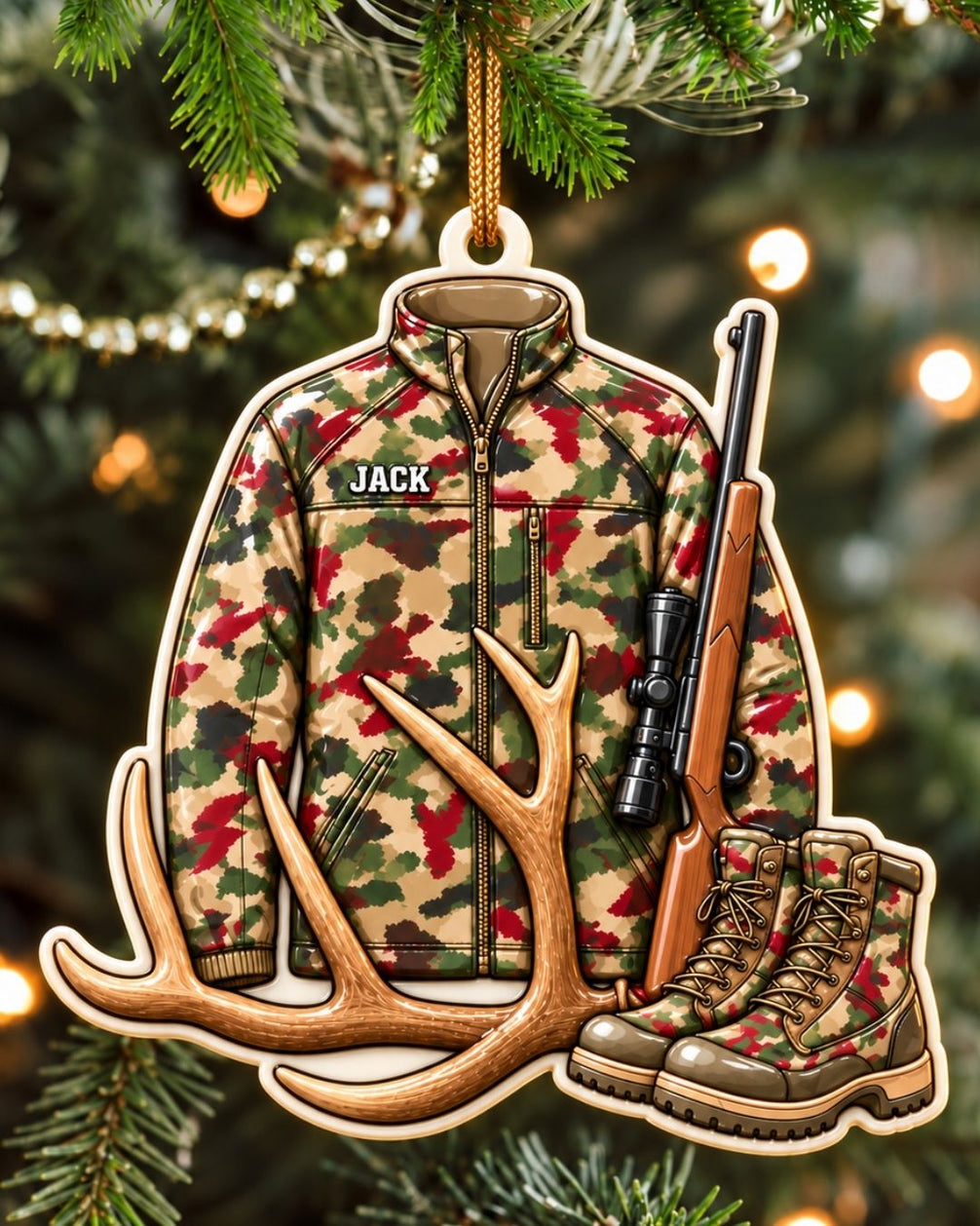 Personalized 3D Hunting Deer Christmas Acrylic Ornament | gallery 1