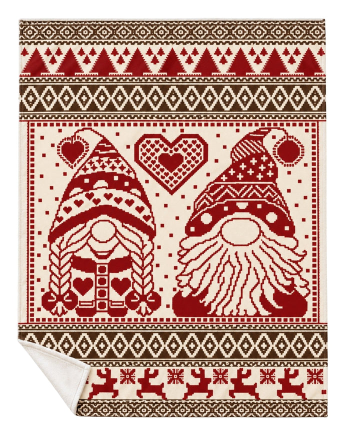 Fair Isle Santa Couple Holiday Fleece Blanket | mockup 01