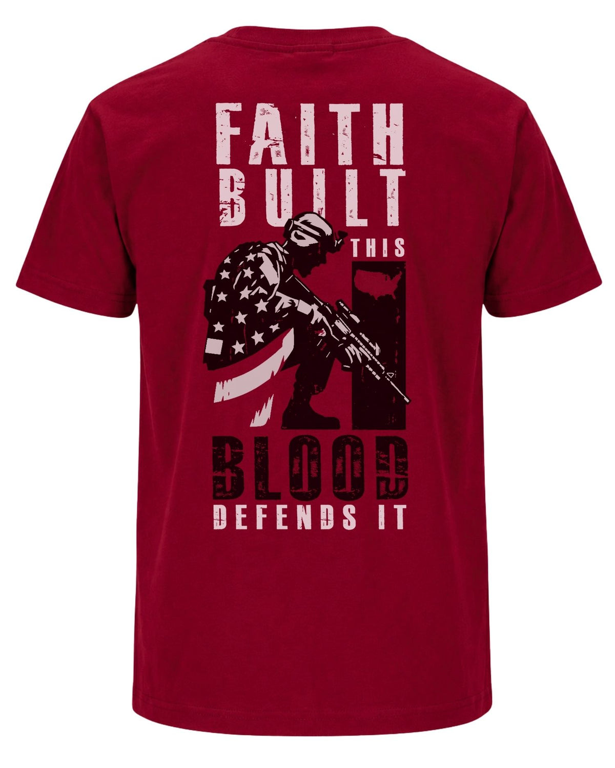 Faith Built This Blood Defends It T-shirt | Cardinal Red | mockup 01