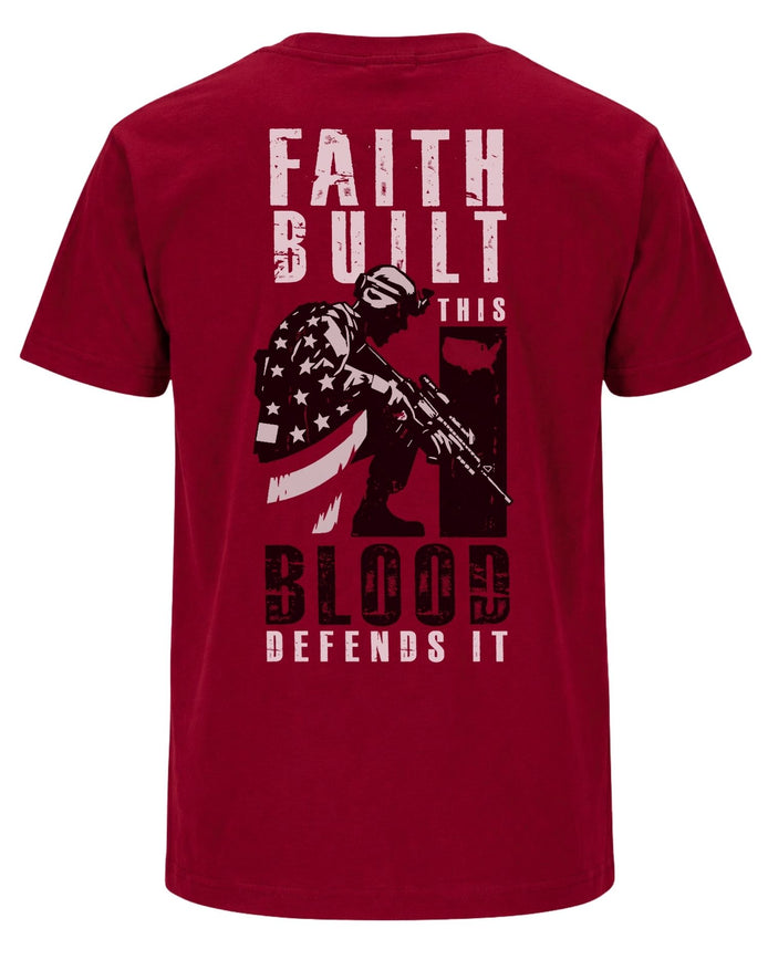Faith Built This Blood Defends It T-shirt | Cardinal Red | mockup 01