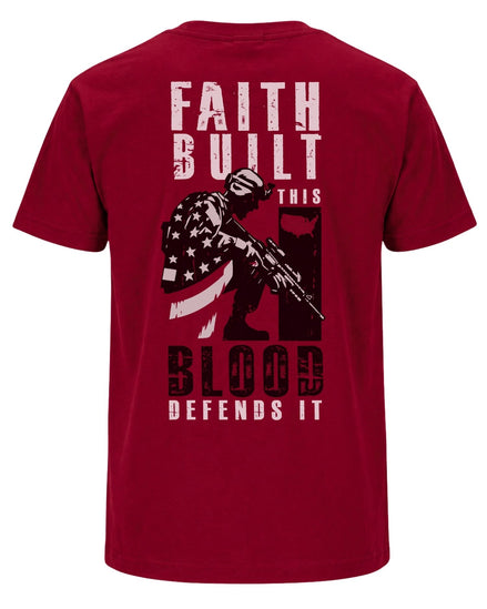 Faith Built This Blood Defends It T-shirt | Cardinal Red | mockup 01
