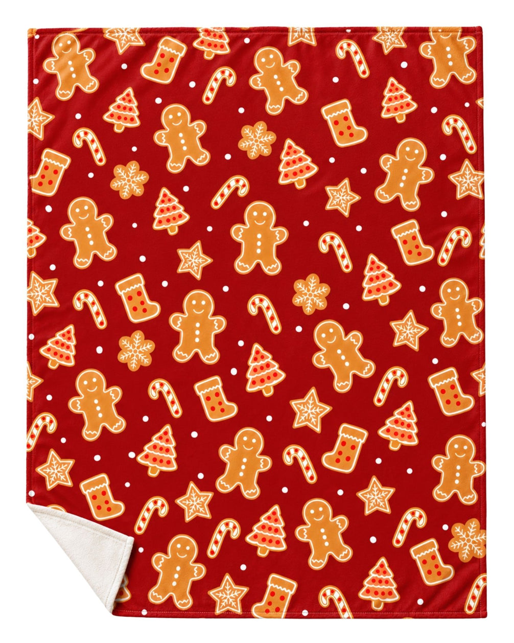 Festive Gingerbread Cookie Fleece Blanket | mockup 01