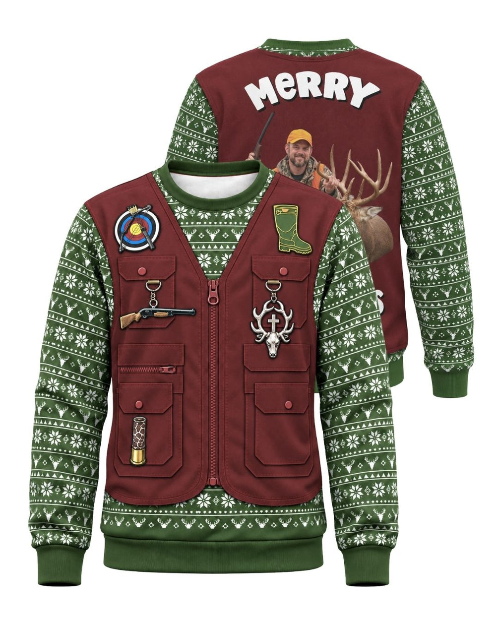 sweatshirt - Personalized Merry Huntmas Christmas Pairing