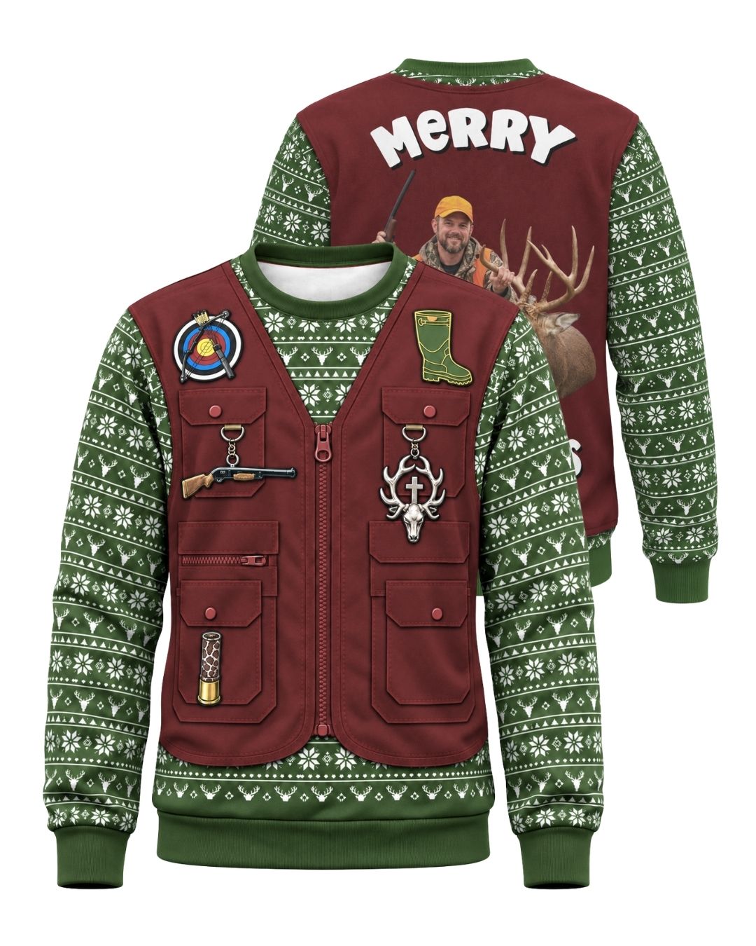 sweatshirt - Personalized Merry Huntmas Christmas Pairing