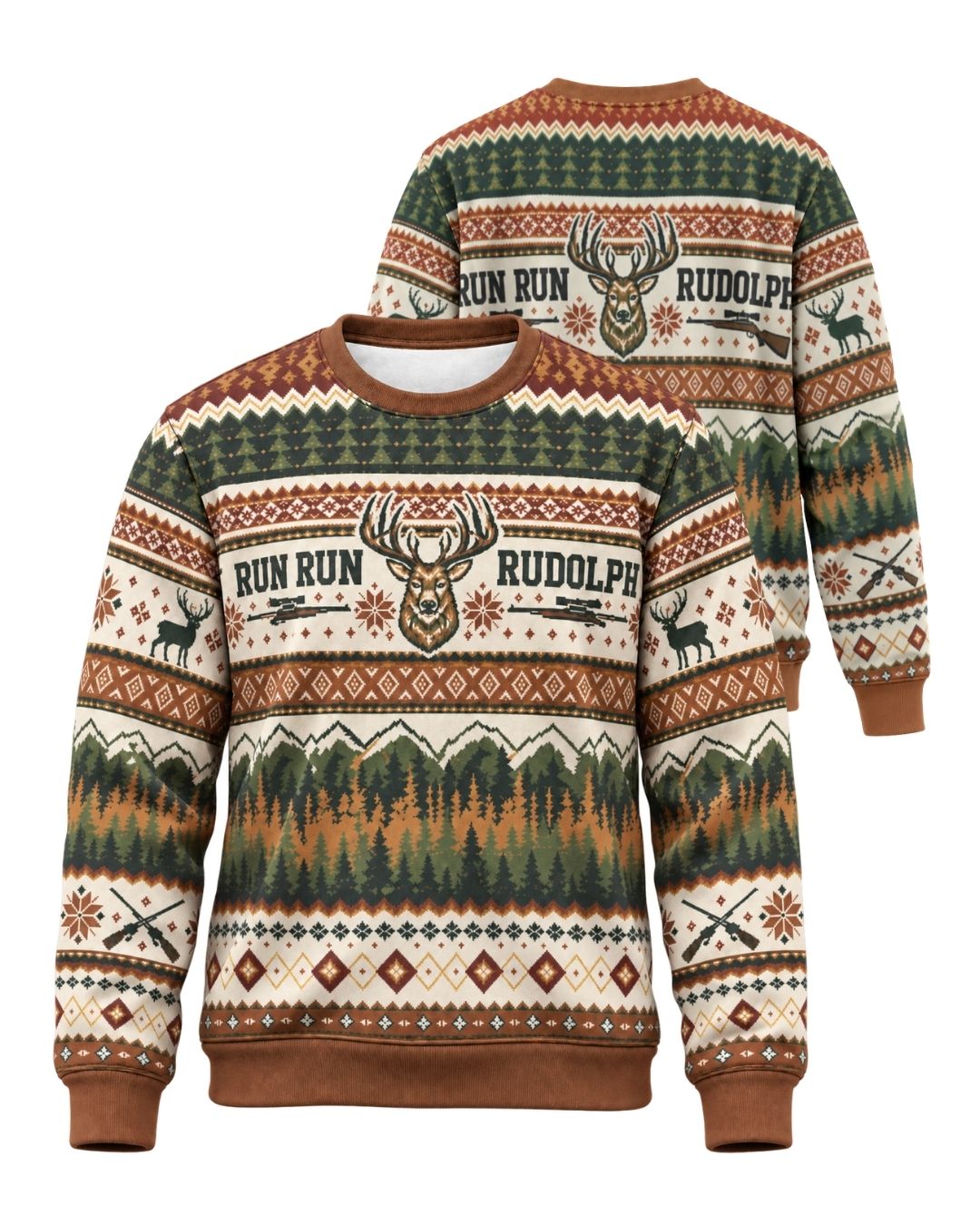 sweatshirt - Personalized Run Run Rudolph Christmas Pairing