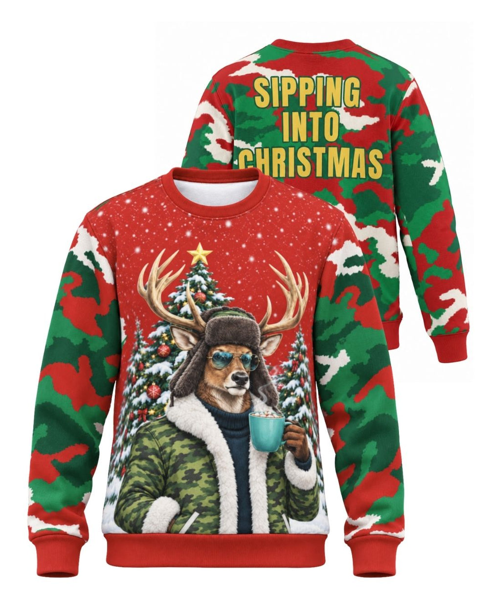 Sipping Into Christmas Ugly Sweater | mockup 01