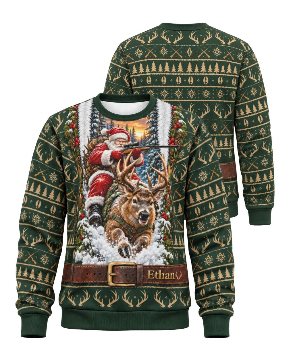 sweatshirt - Personalized Santa Hunter Christmas Pairing
