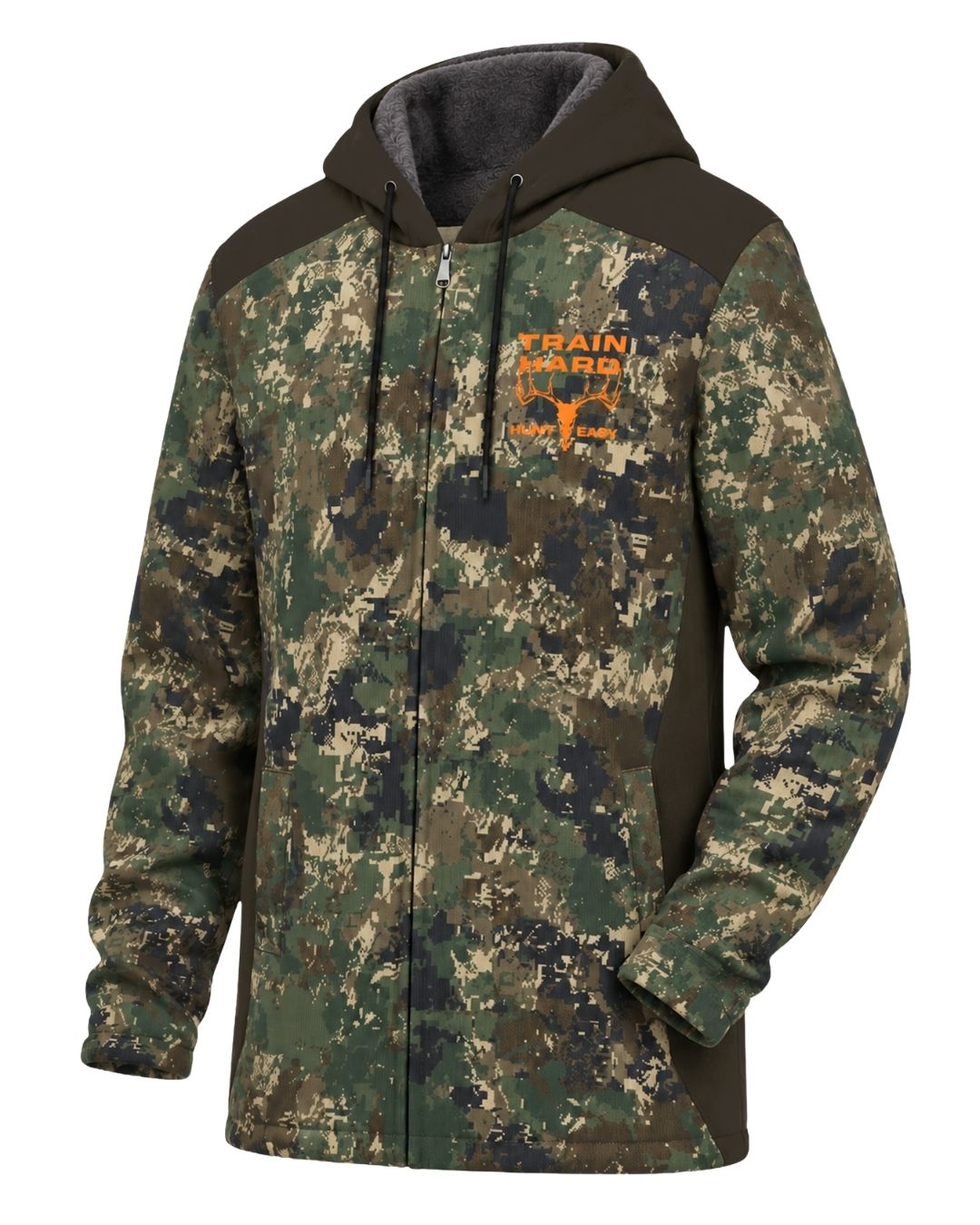 Train Hard Camo Fleece-Lined Jacket | mockup 01