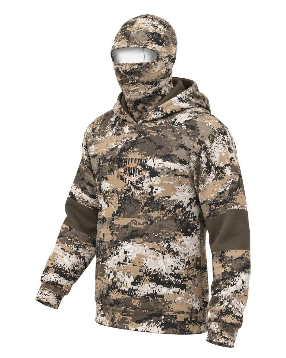 Whitetail Driven Camo Balaclava Hoodie | mockup 01