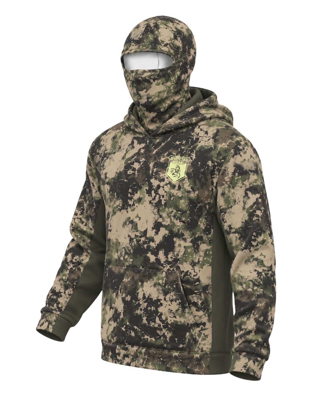 Whitetail Signal Camo Balaclava Hoodie | mockup 01
