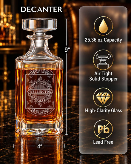 Personalized Classic Filigree Whiskey Decanter Gift Set | GS131007 | mockup 02