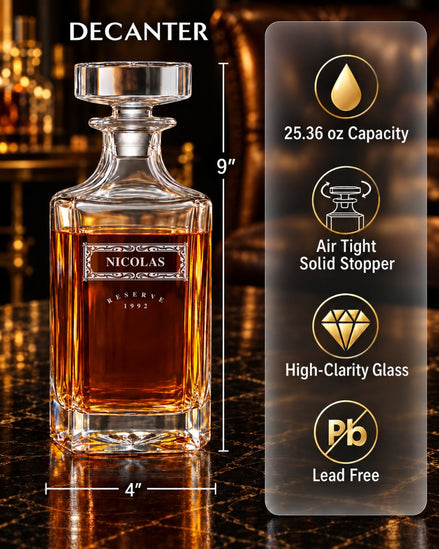 Personalized Classic Scrollwork Whiskey Decanter Gift Set | GS131003 | mockup 02