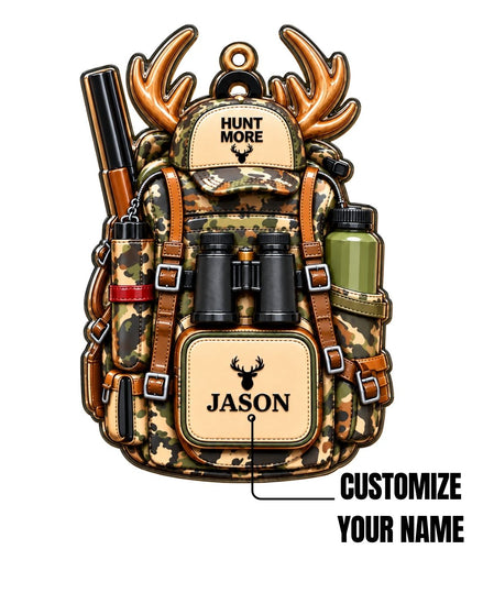 Personalized 3D Hunting Backpack Christmas Acrylic Ornament | gallery 6
