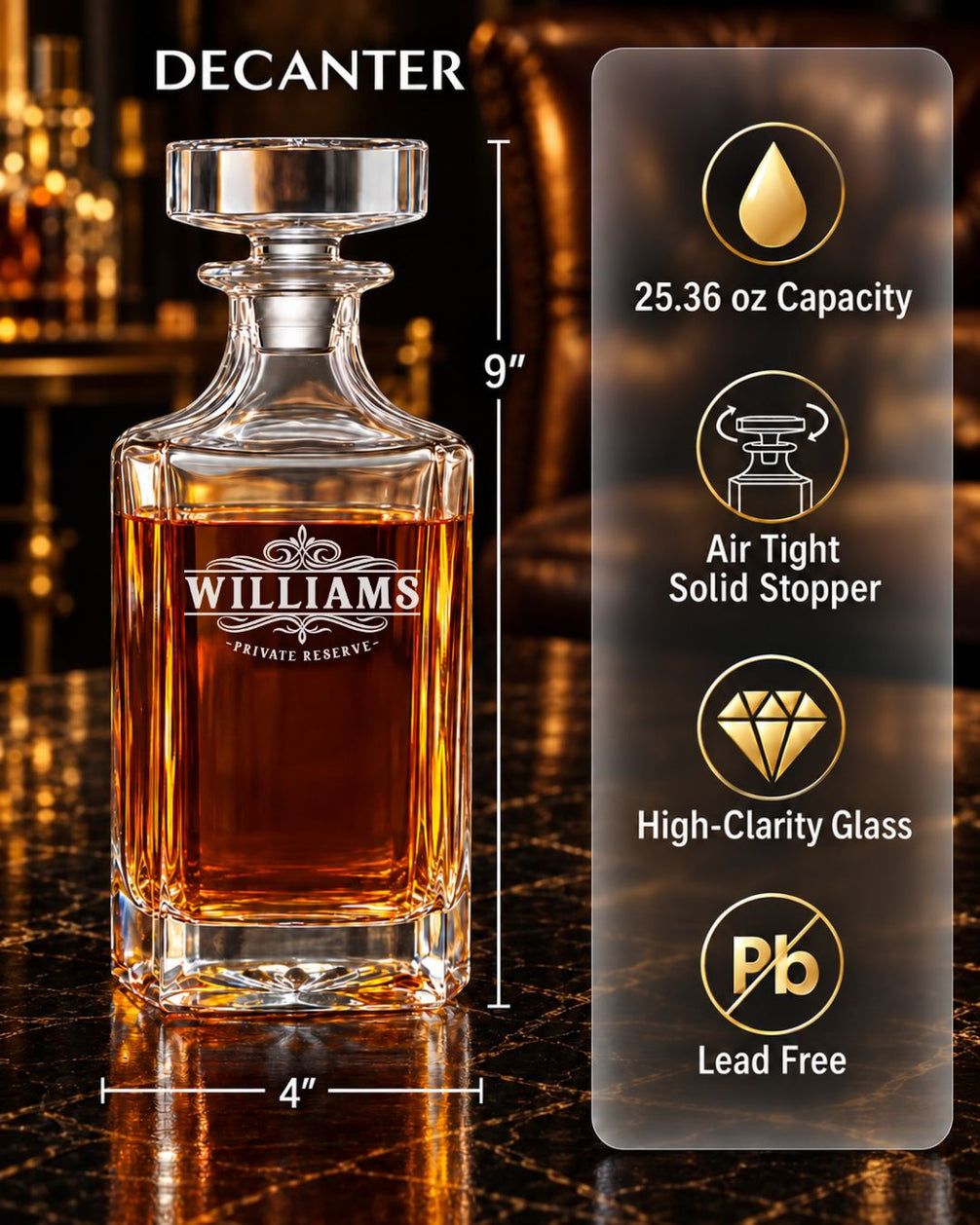 Personalized Classic Scrollwork Whiskey Decanter Gift Set | GS131010 | mockup 02