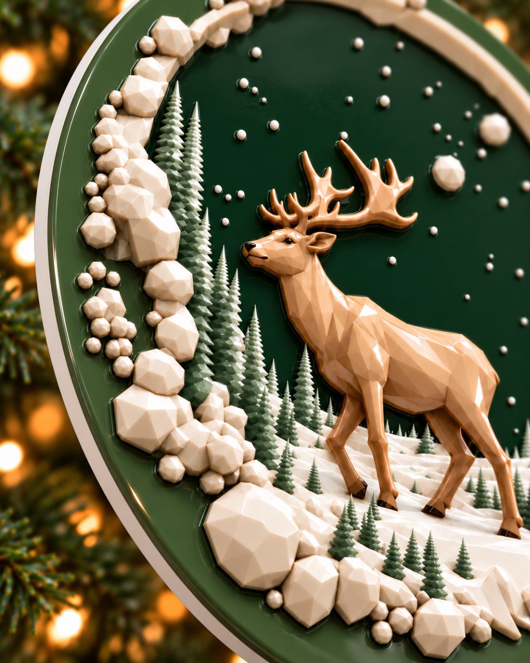 3D Winter Deer Christmas Acrylic Ornament | gallery 4