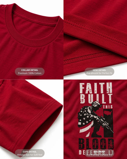 Faith Built This Blood Defends It T-shirt | Cardinal Red | mockup 02