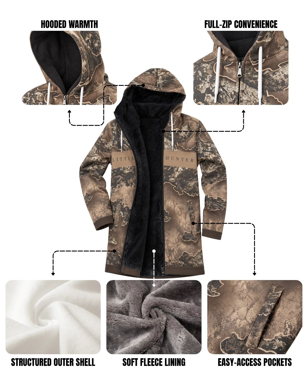 Little Hunter Kids’ Camo Fleece‑lined Jacket | mockup 02