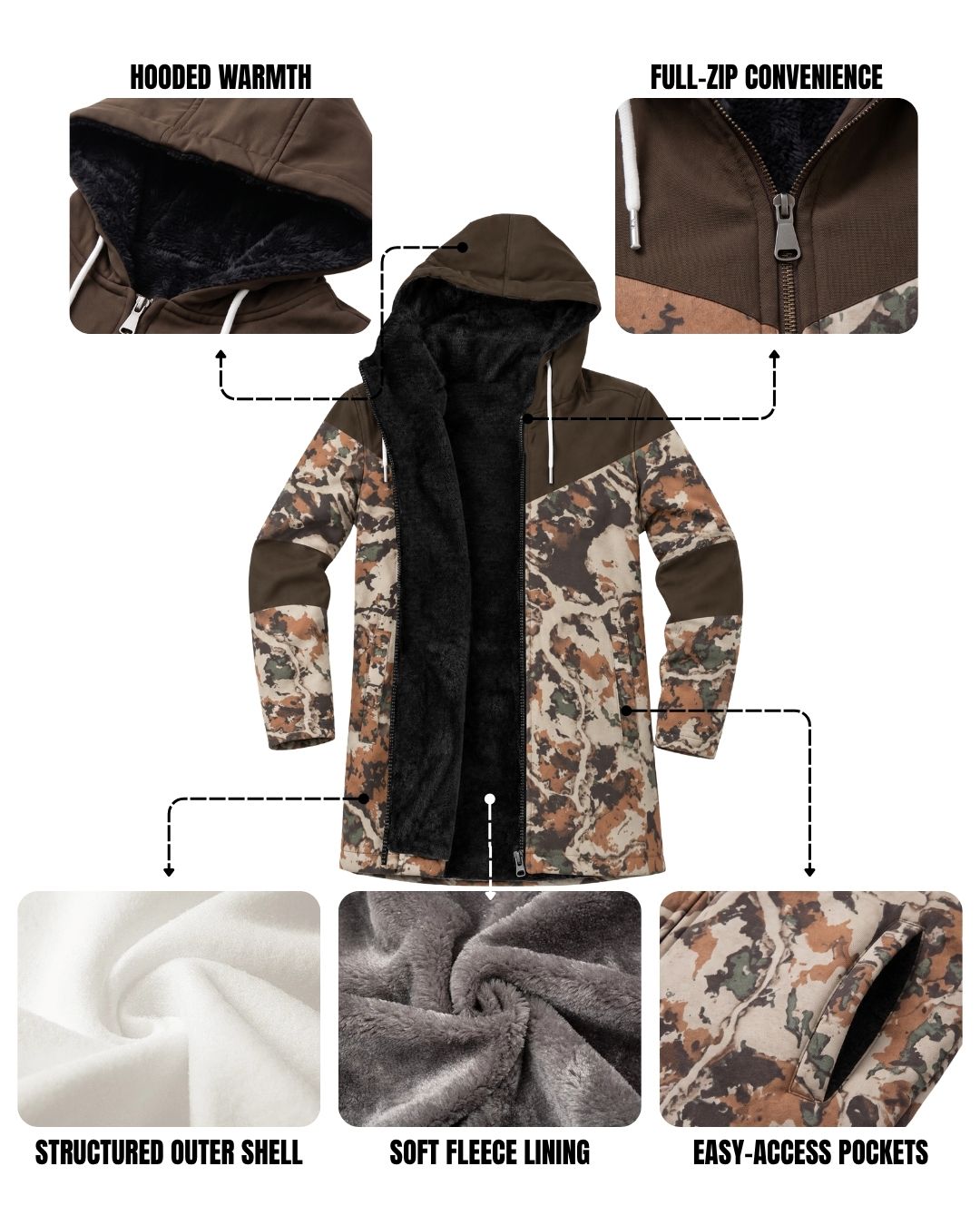 Next Legend Kids’ Camo Fleece‑lined Jacket | mockup 02