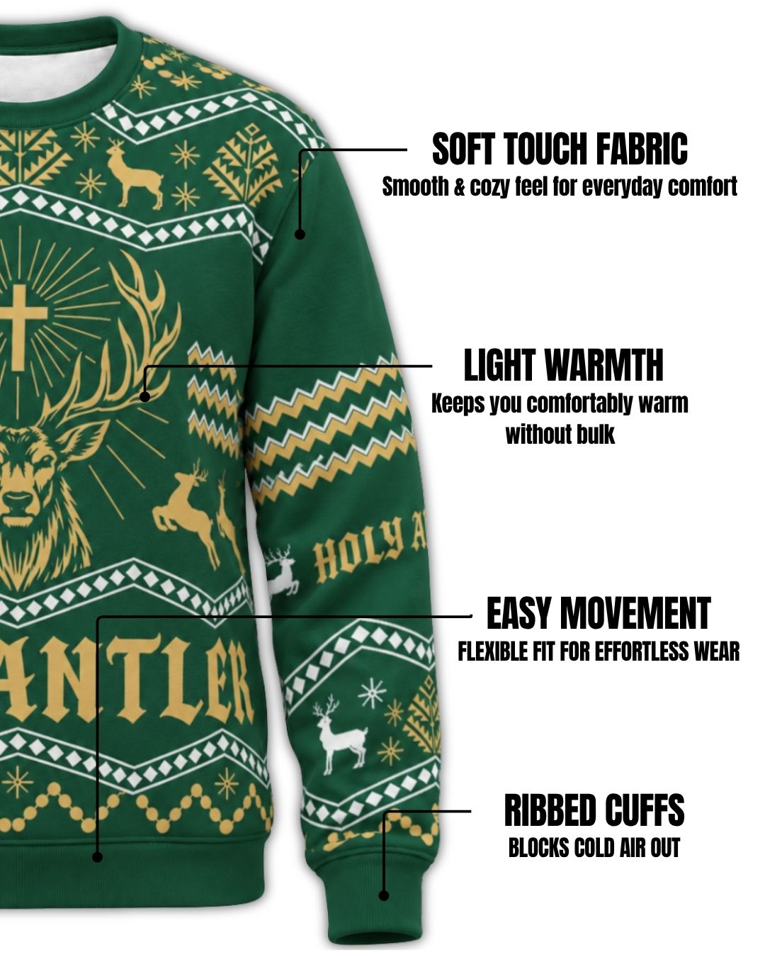 Nordic Holy Antler Ugly Sweater | mockup 02