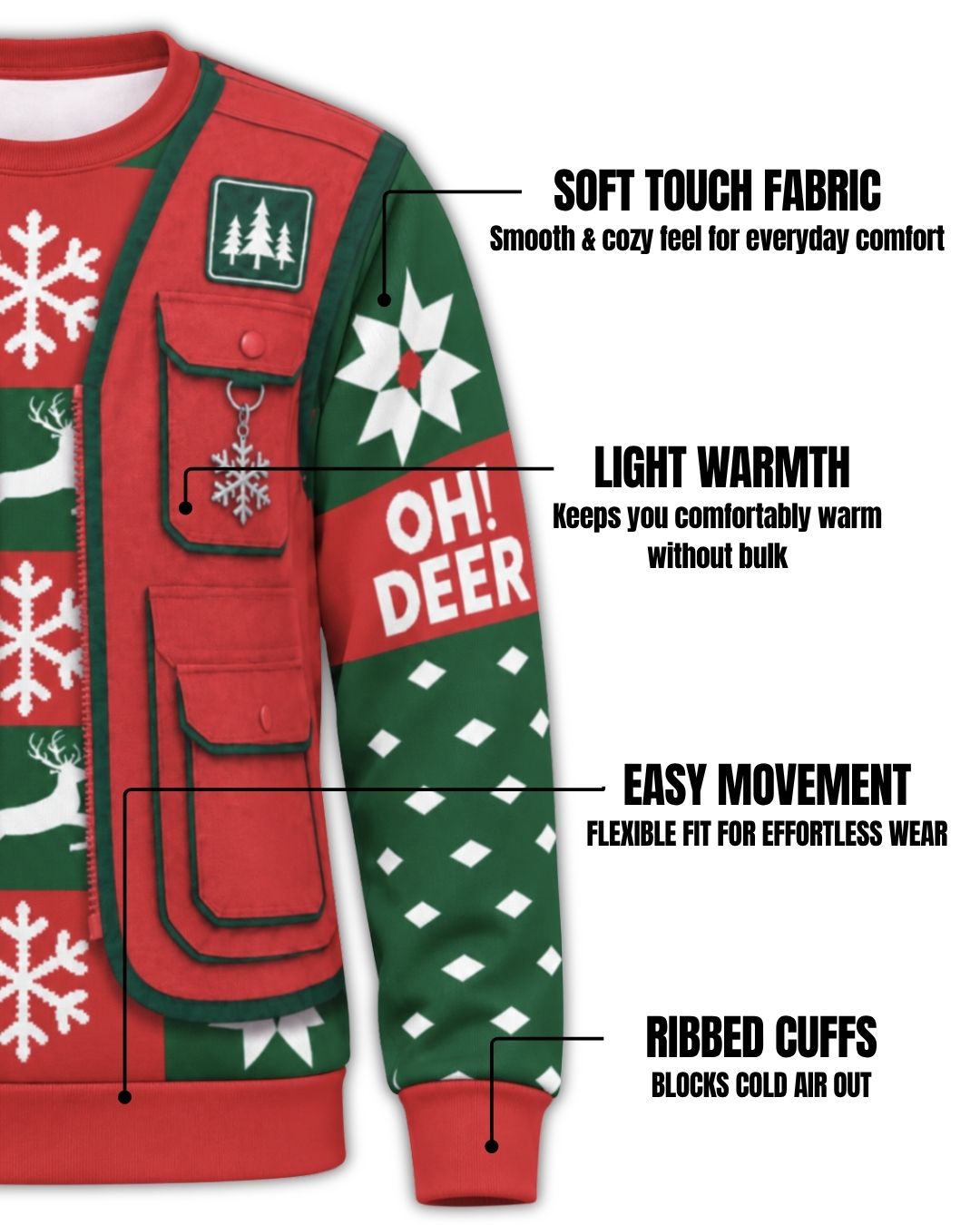 sweatshirt - Personalized Oh! Deer Christmas Pairing