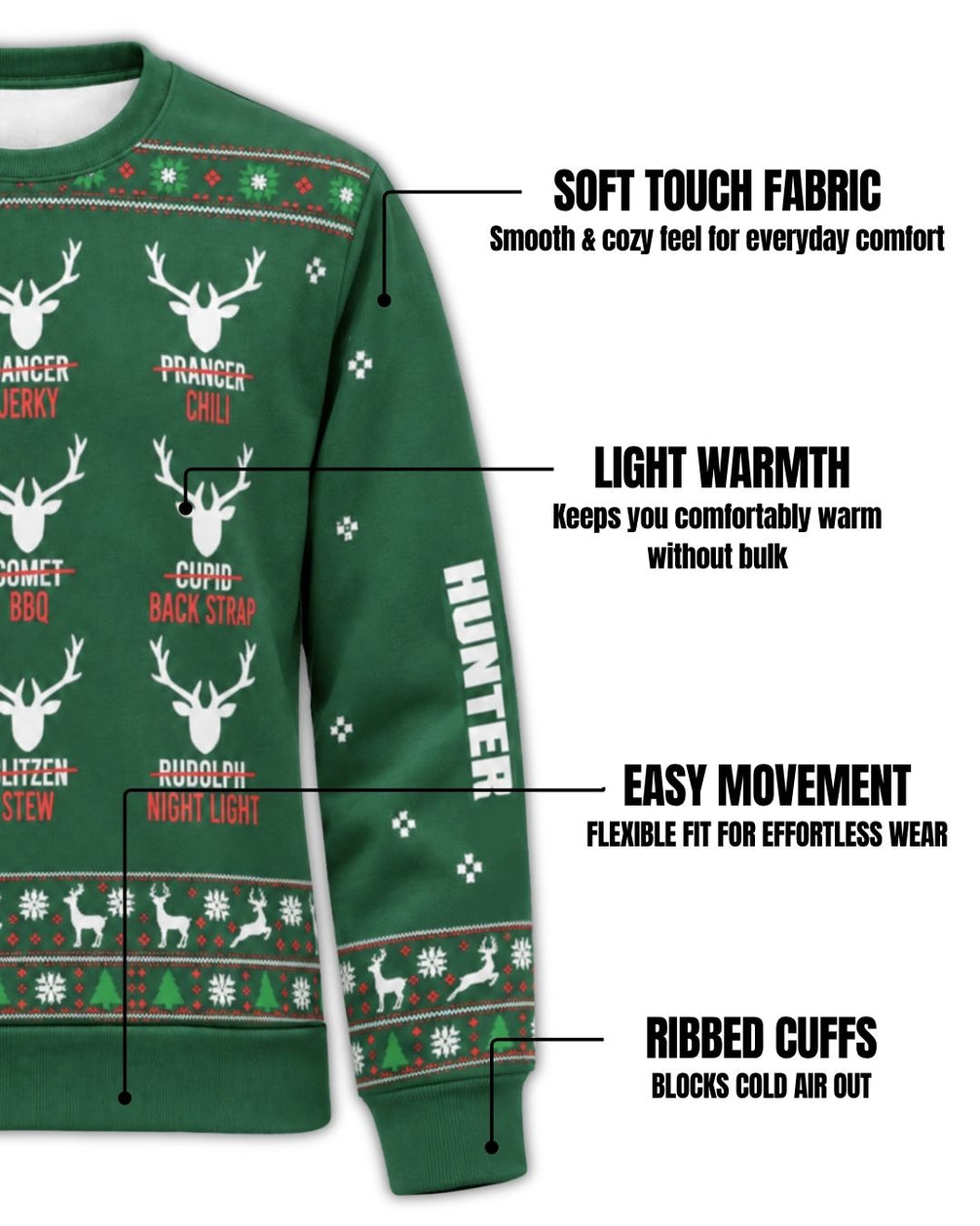 sweatshirt - Personalized Reindeer Hunter Christmas Pairing