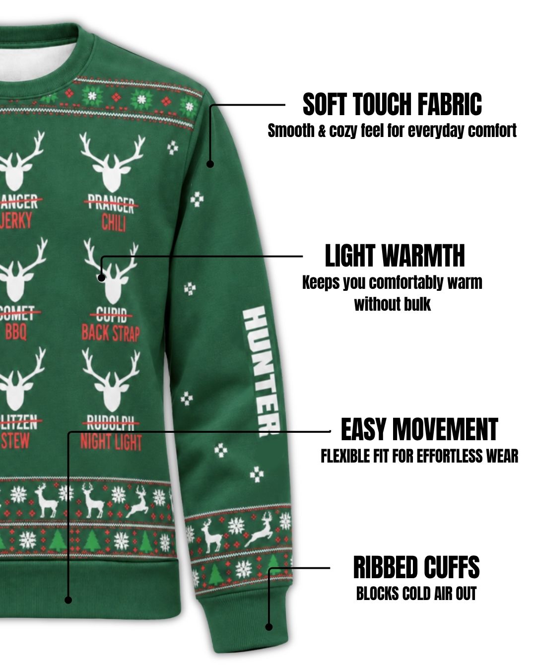 sweatshirt - Personalized Reindeer Hunter Christmas Pairing