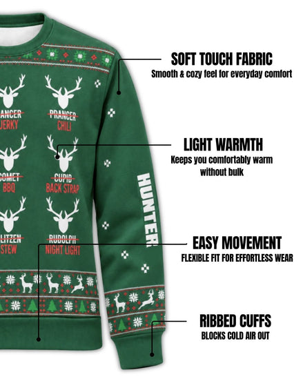 sweatshirt - Personalized Reindeer Hunter Christmas Pairing