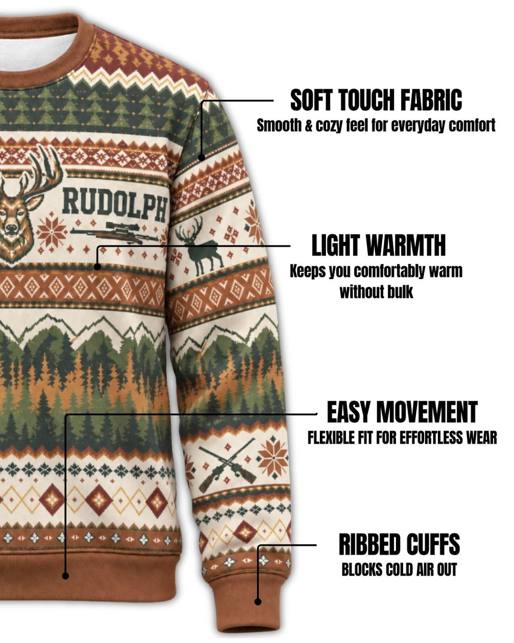 sweatshirt - Personalized Run Run Rudolph Christmas Pairing