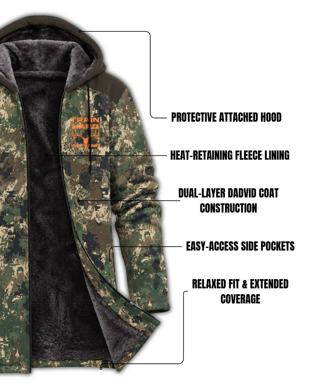 Train Hard Camo Fleece-Lined Jacket | mockup 02