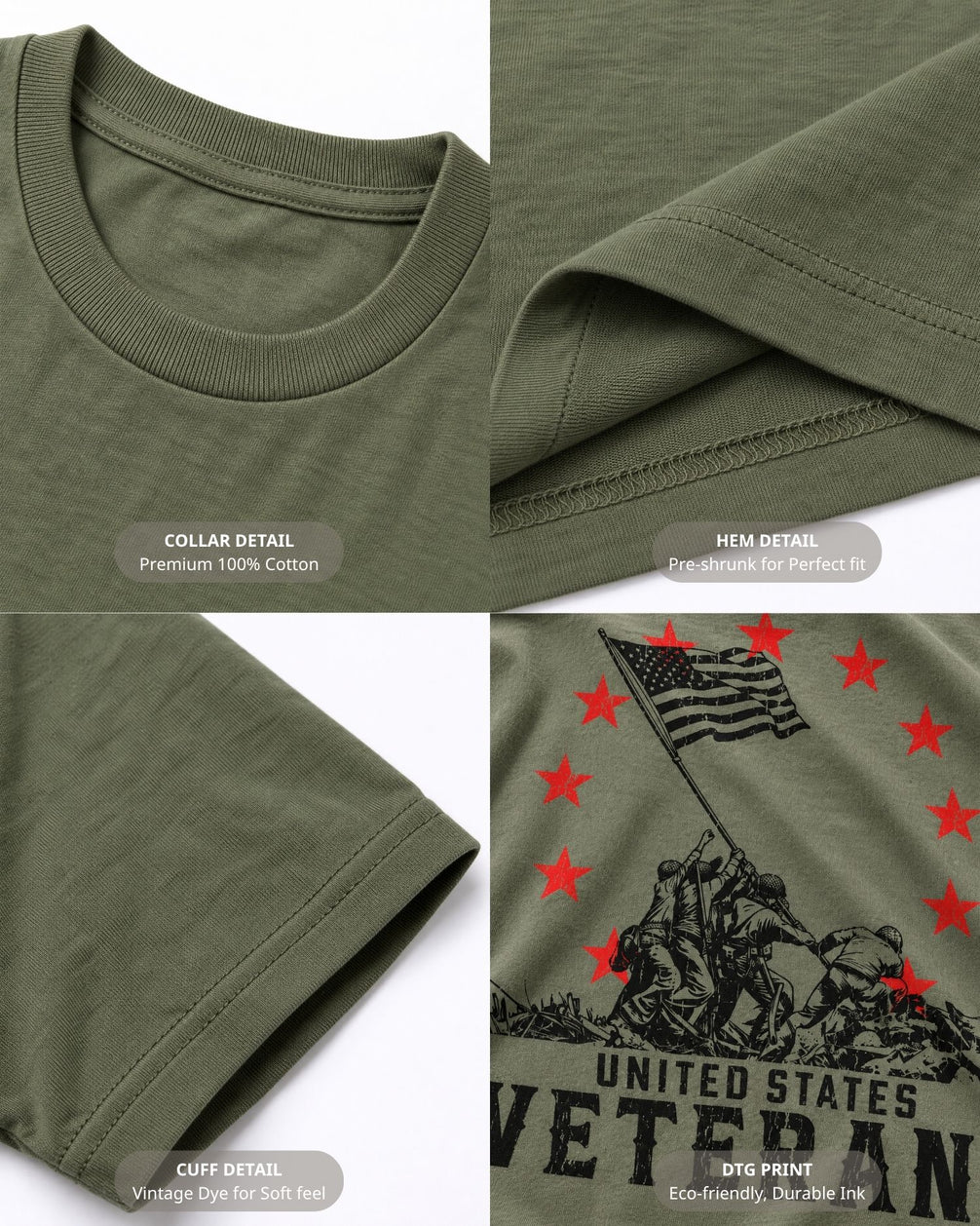 United States Veterans T-shirt | Military Green | mockup 02