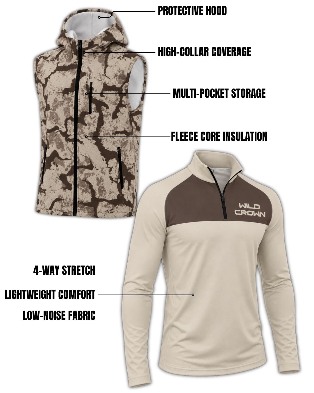 Combo - Wild Crown Camo Layering Series – Hooded Vest | image 2