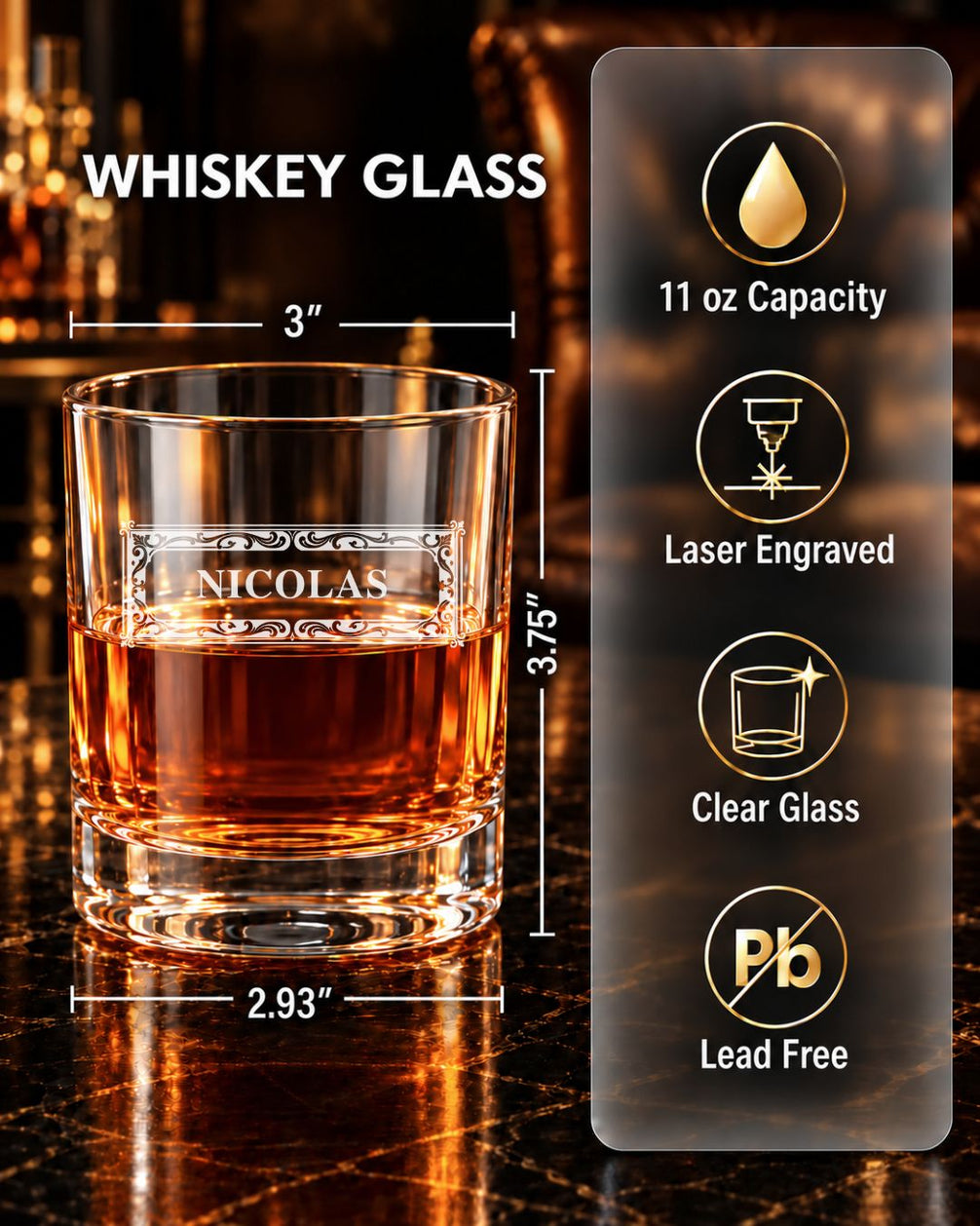 Personalized Classic Scrollwork Whiskey Decanter Gift Set | GS131003 | mockup 03