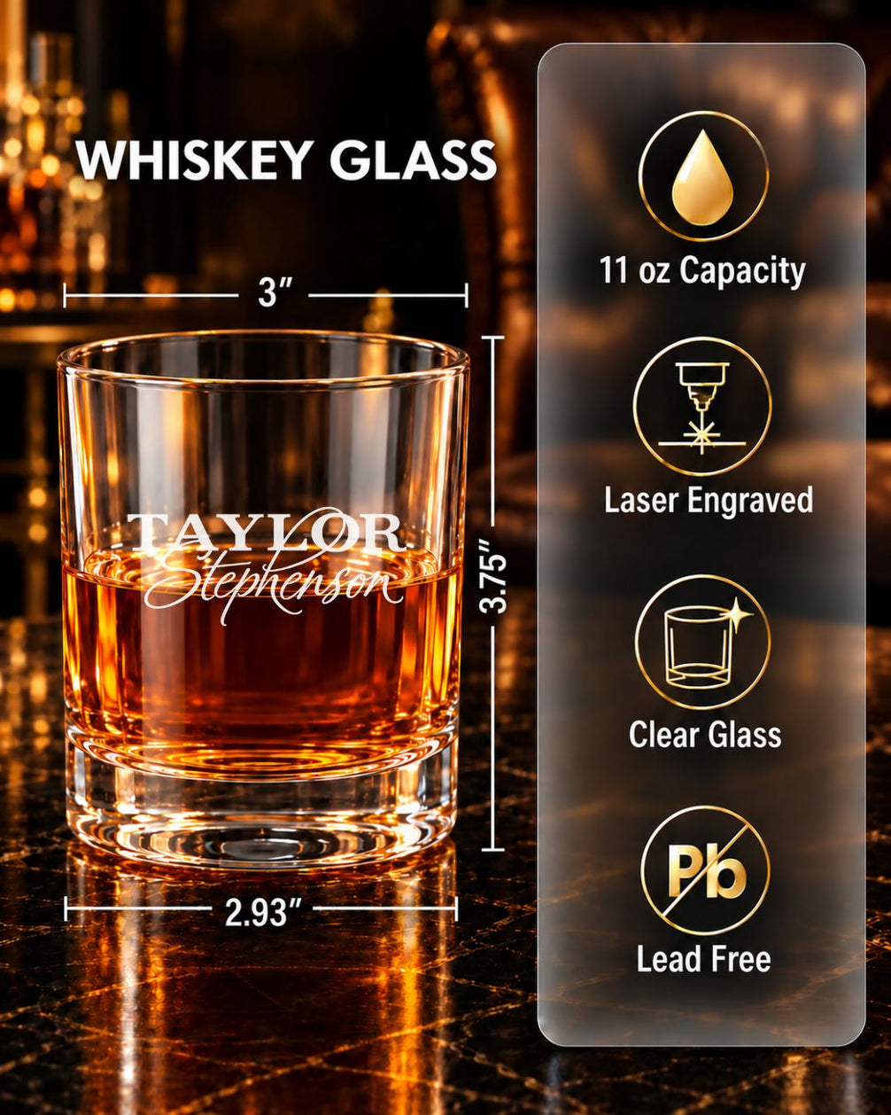 Personalized Classic Crest Whiskey Decanter Gift Set | GS131006 | mockup 03
