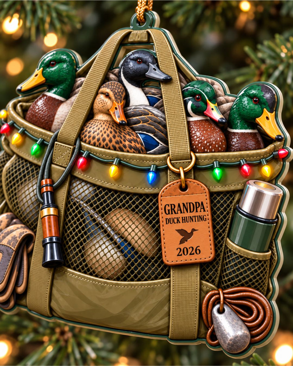 Personalized 3D Duck Hunting Christmas Acrylic Ornament | gallery 4