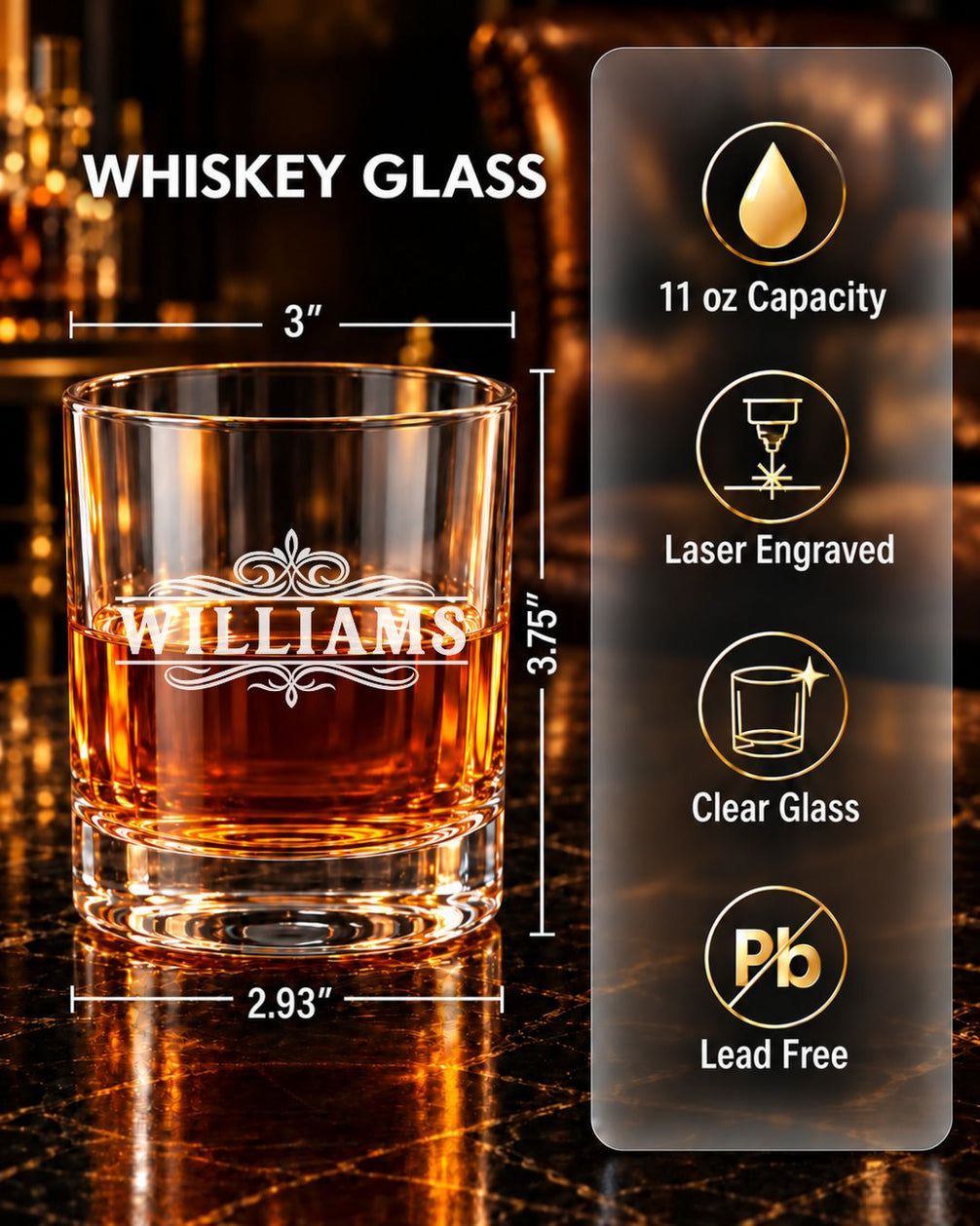Personalized Classic Scrollwork Whiskey Decanter Gift Set | GS131010 | mockup 03