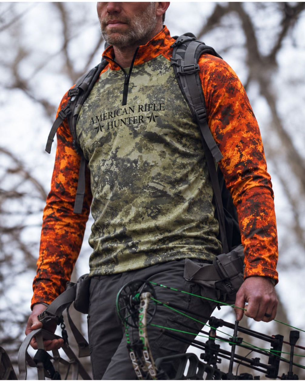 Long-Sleeve / Quarter-Zip Shirt - American Rifle Hunter Camo Layering Series | mockup 03