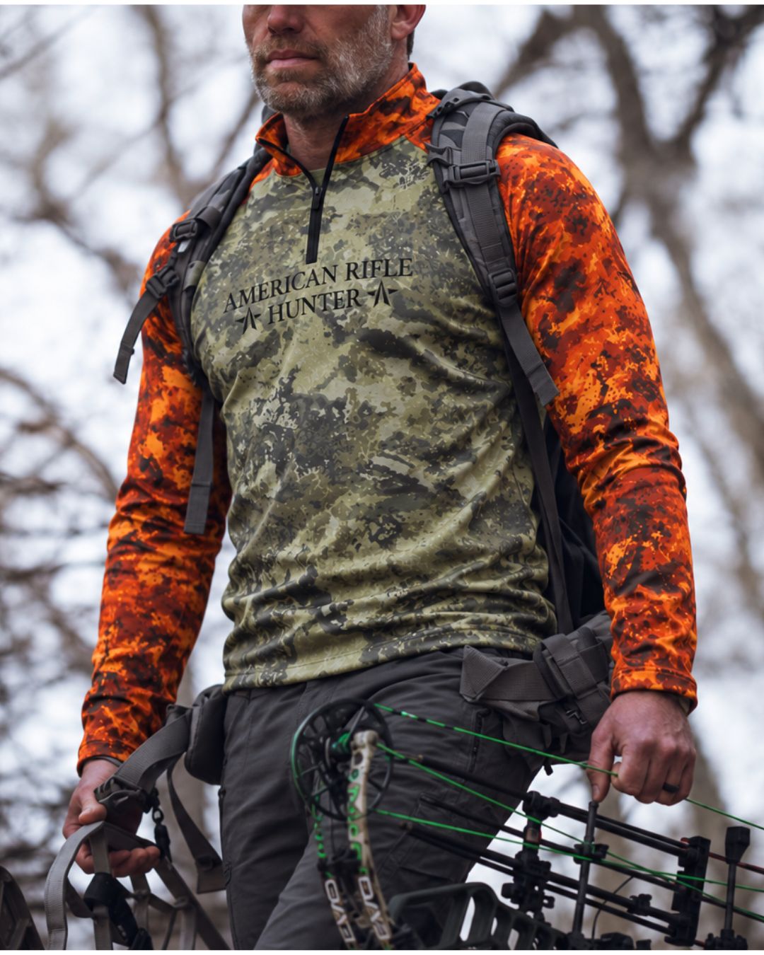 Long-Sleeve / Quarter-Zip Shirt - American Rifle Hunter Camo Layering Series | mockup 03