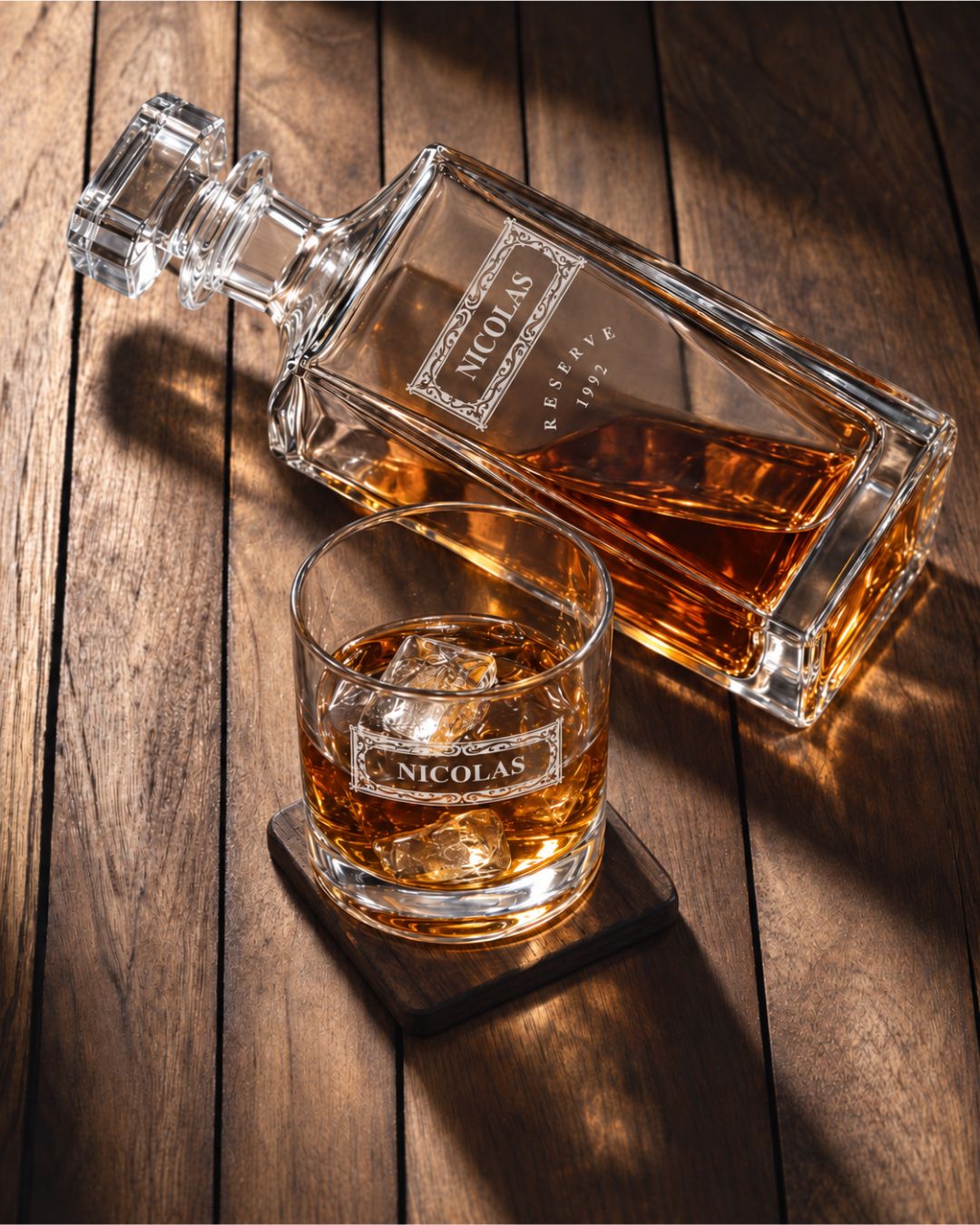 Personalized Classic Scrollwork Whiskey Decanter Gift Set | GS131003 | mockup 04