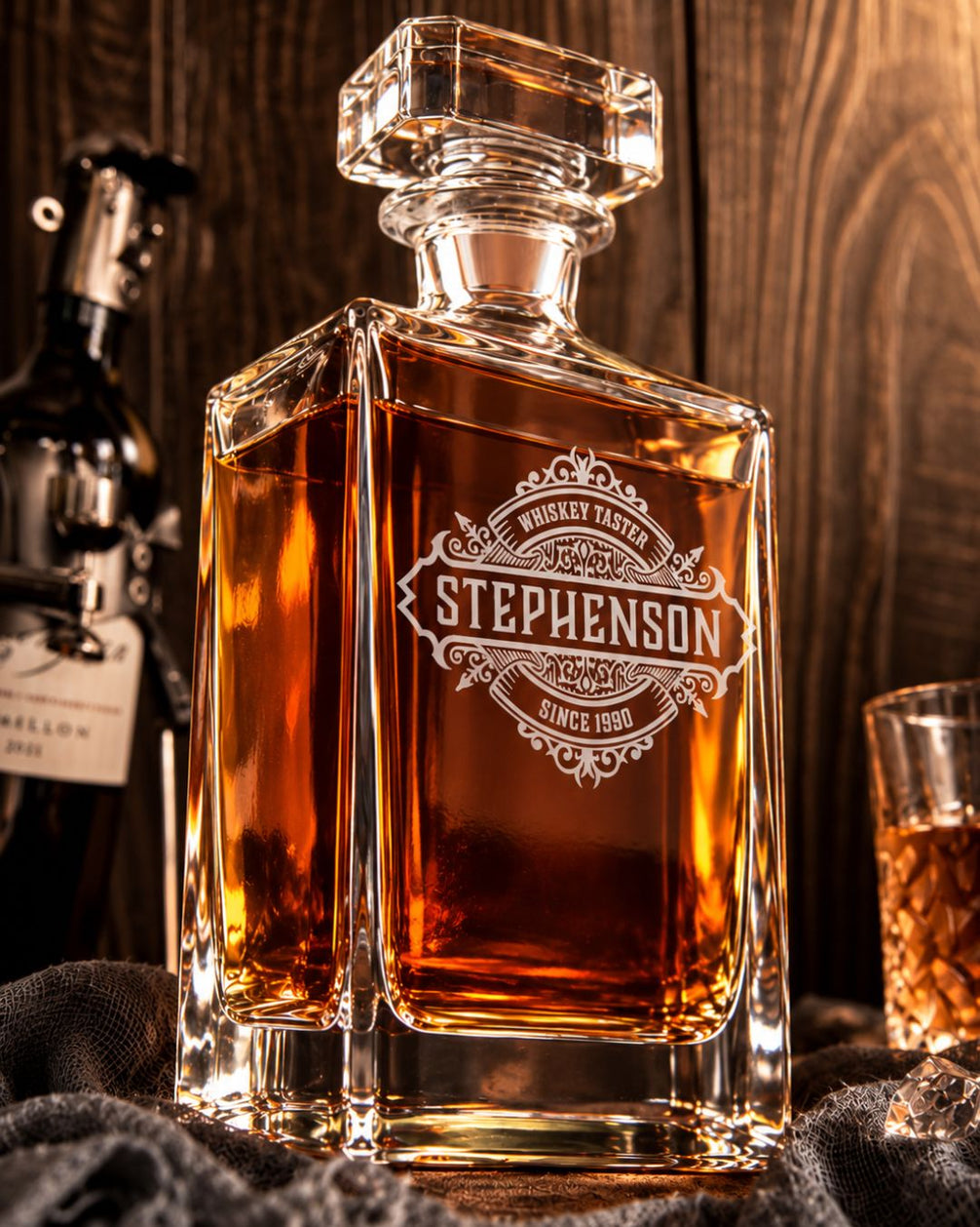 Personalized Classic Crest Whiskey Decanter Gift Set | GS131006 | mockup 04