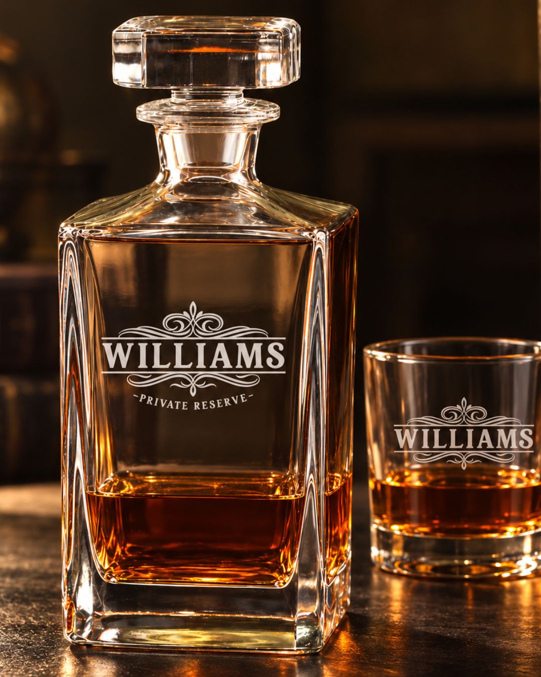 Personalized Classic Scrollwork Whiskey Decanter Gift Set | GS131010 | mockup 04