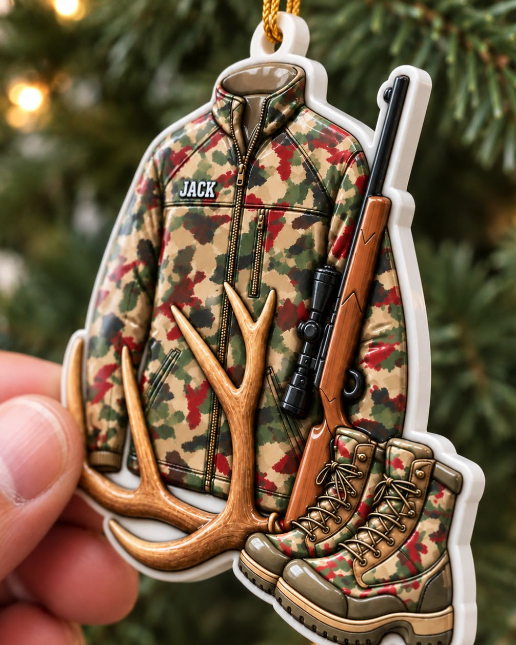 Personalized 3D Hunting Deer Christmas Acrylic Ornament | gallery 3