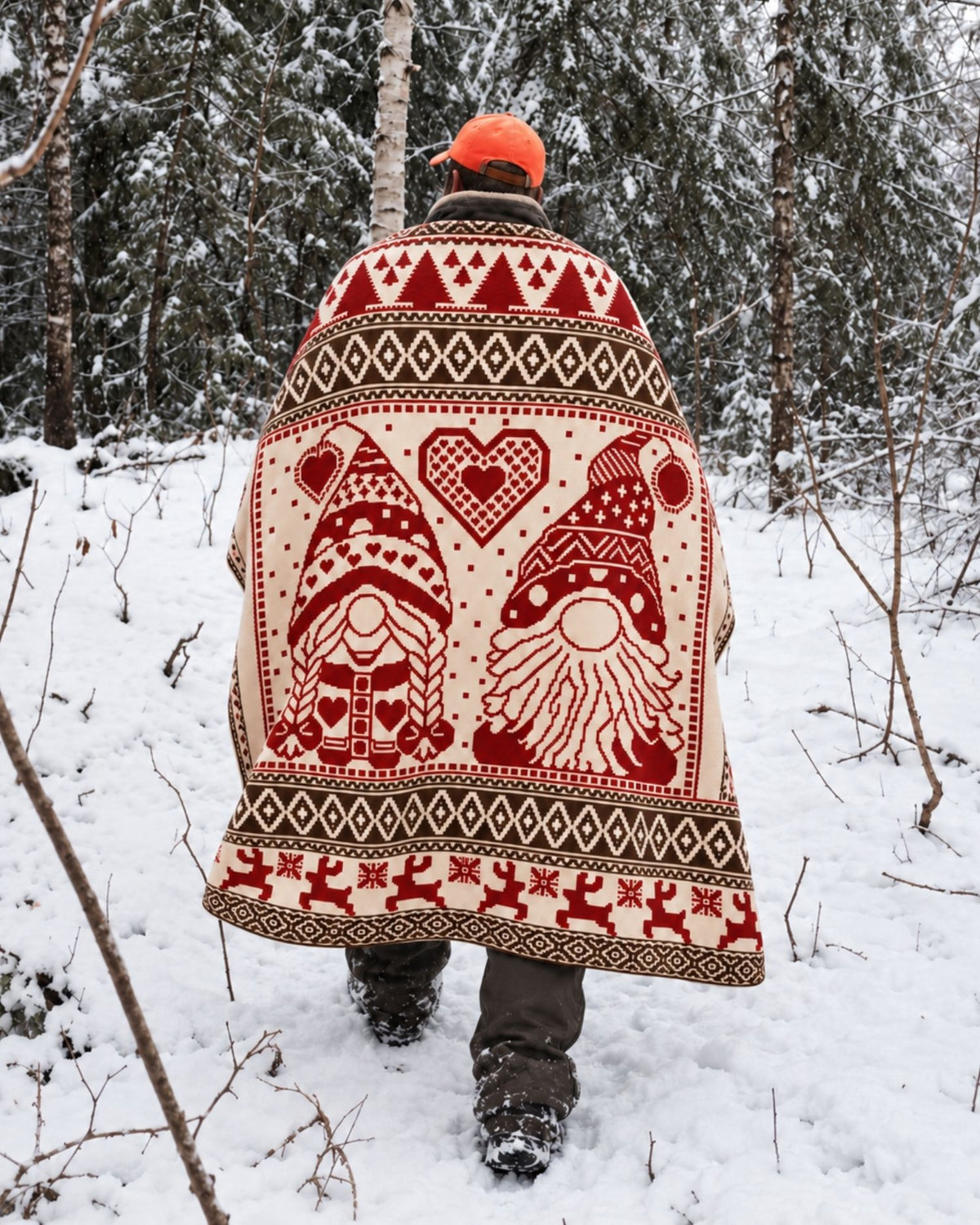 Fair Isle Santa Couple Holiday Fleece Blanket | mockup 04