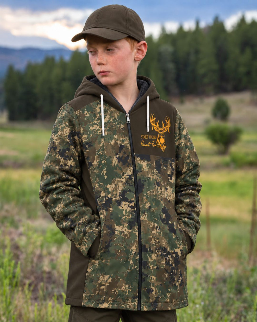 Hunt For Life Kids’ Camo Fleece‑lined Jacket | mockup 04