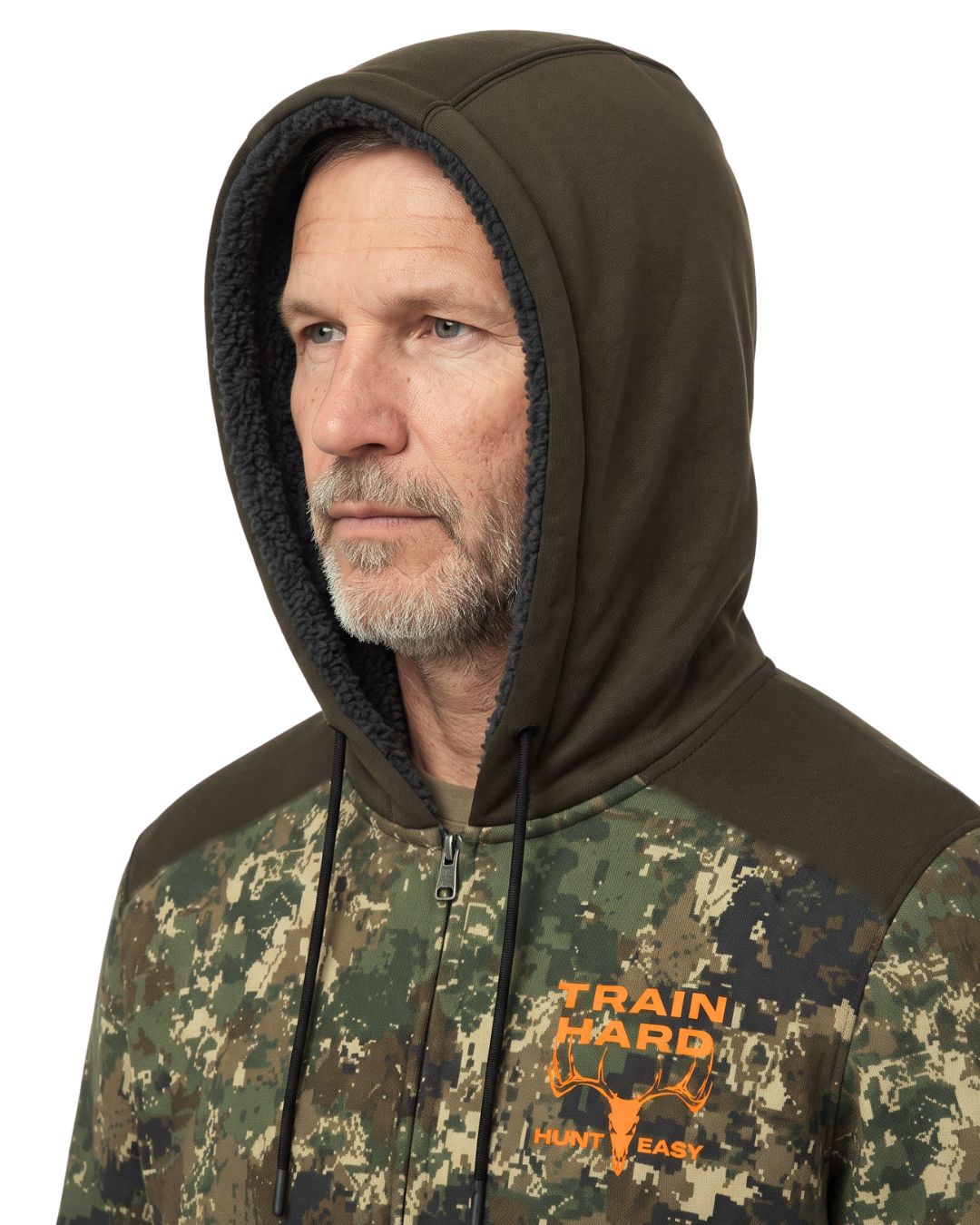 Train Hard Camo Fleece-Lined Jacket | mockup 04