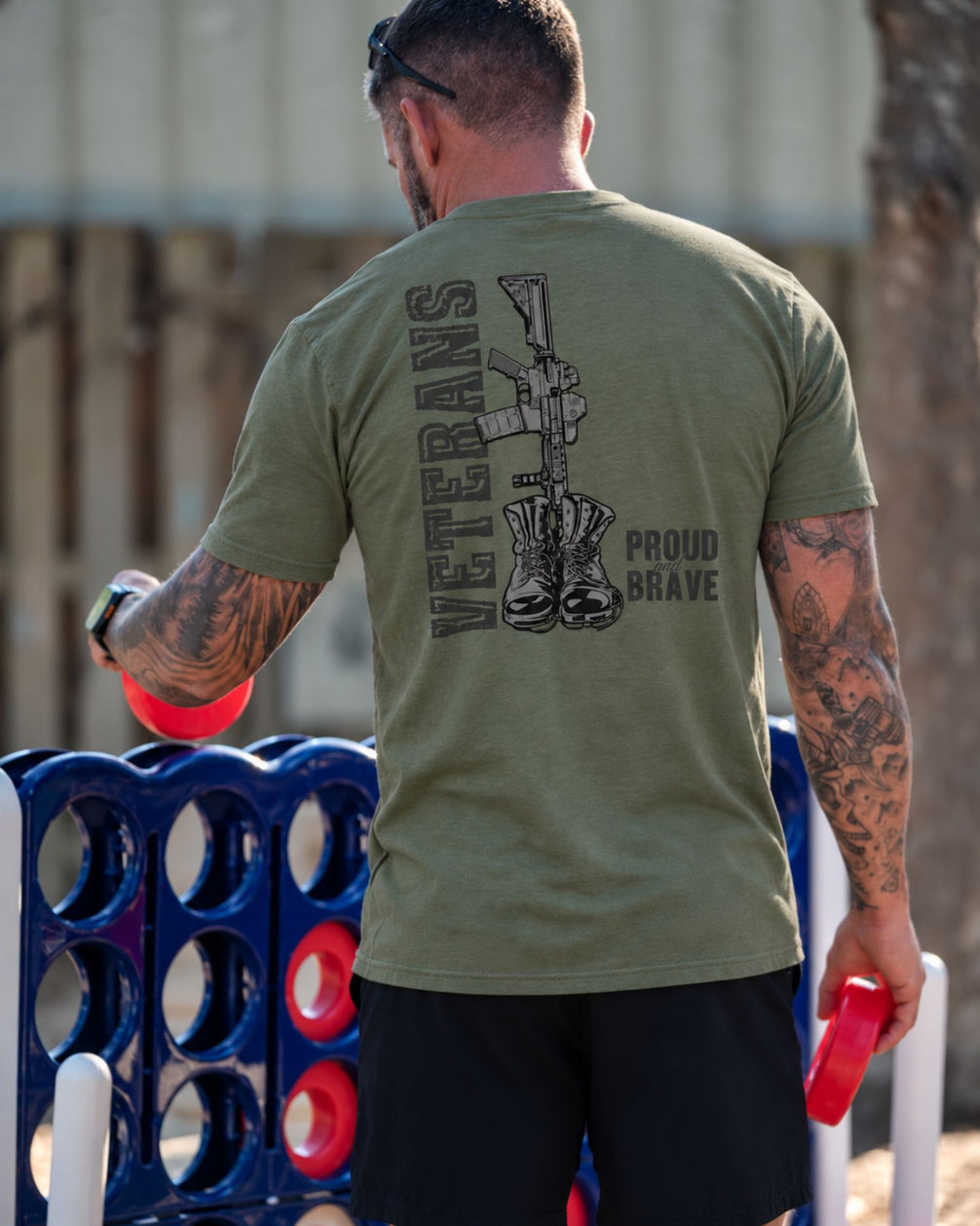 Veterans Proud and Brave T-shirt | Military Green | mockup 08