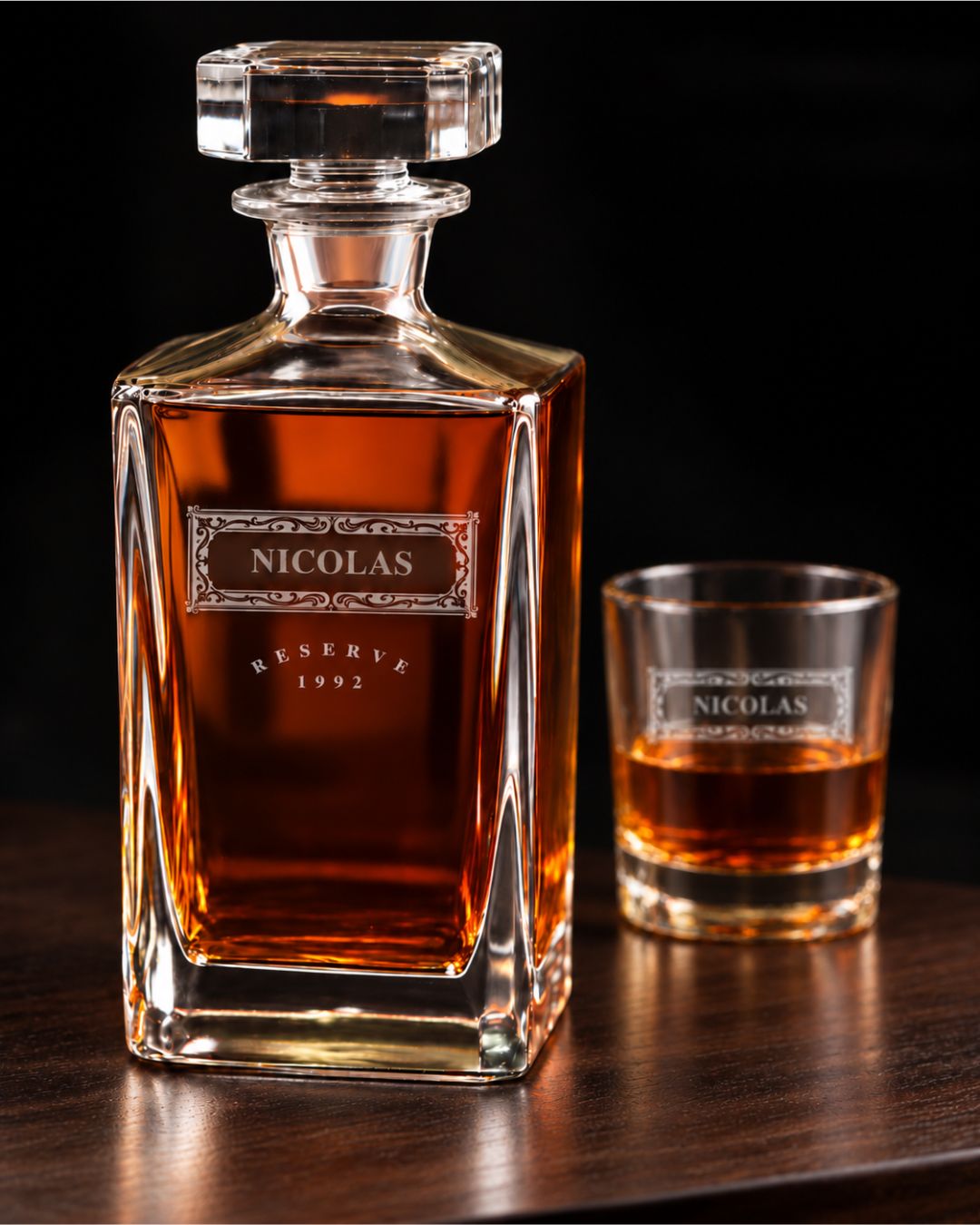 Personalized Classic Scrollwork Whiskey Decanter Gift Set | GS131003 | mockup 05