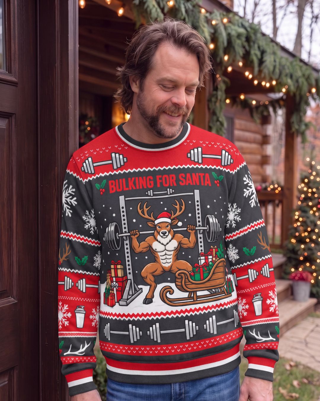 Bulking For Santa Ugly Sweater | mockup 05