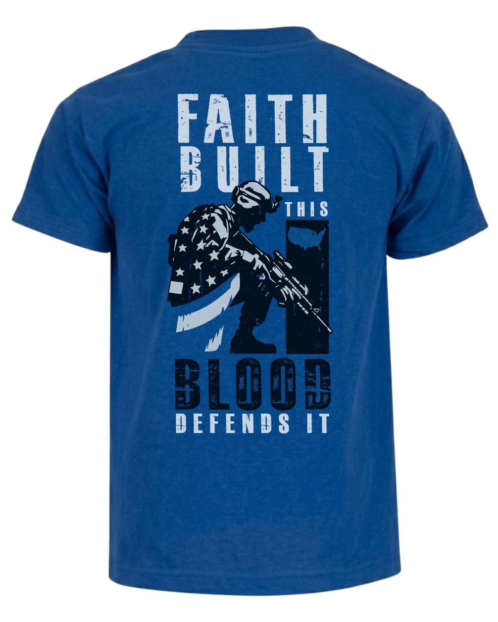 Faith Built This Blood Defends It T-shirt | Royal Blue | mockup 04